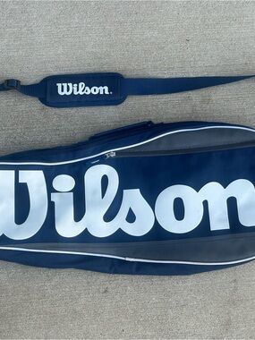 Wilson Tennis Racquet Cover Carry Case Bag w/ Shoulder Strap Blue Gray